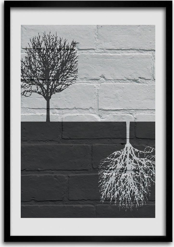 Bild - Bilderrahmen - 50 cm x 70 cm - MDF - Rahmen - Wandkunst Bäume an der Wand