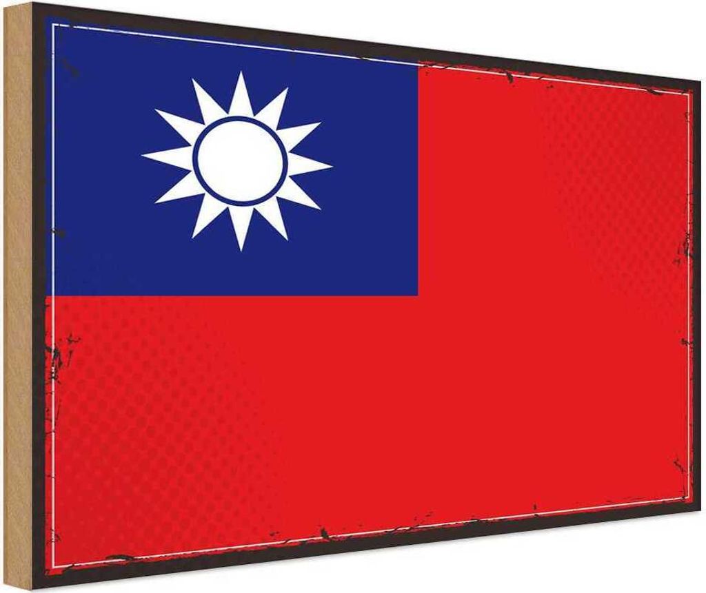 vianmo Holzschild 30x40 cm China Retro Taiwan Flagge Fahne Wappen