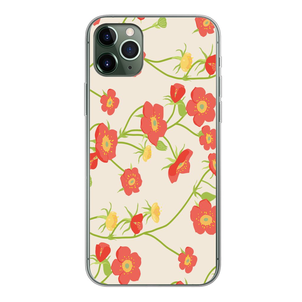 MuchoWow Handyhülle Schutzhülle Hülle für iPhone 11 Pro Max Blume - Feldblumen - Muster Silikon Softcase Handy Hülle - Schutz