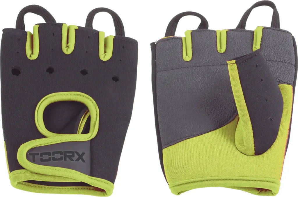 Gants de fitness Toorx Fitness en néoprène Noir et Vert en taille M