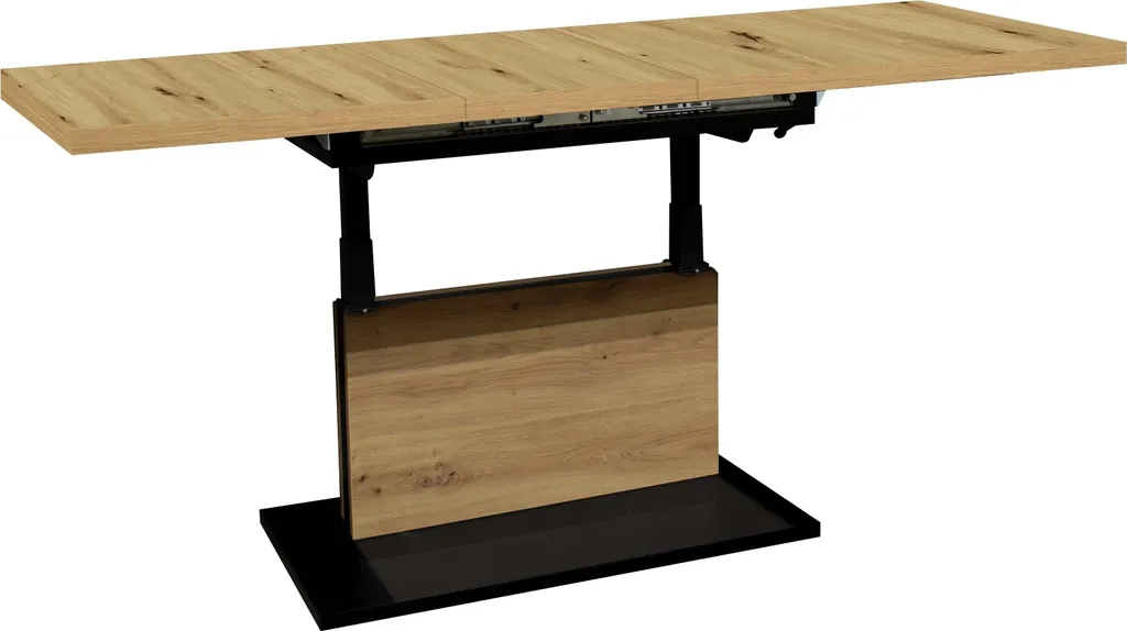 Table basse transformable en table à manger chêne et noir 160 cm