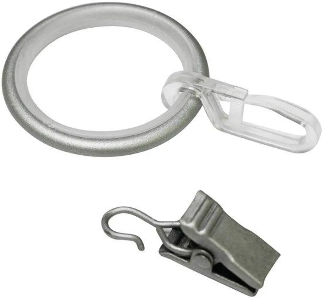Anneaux de rideaux coulissants argent pour barre de 19mm - Pack de 10