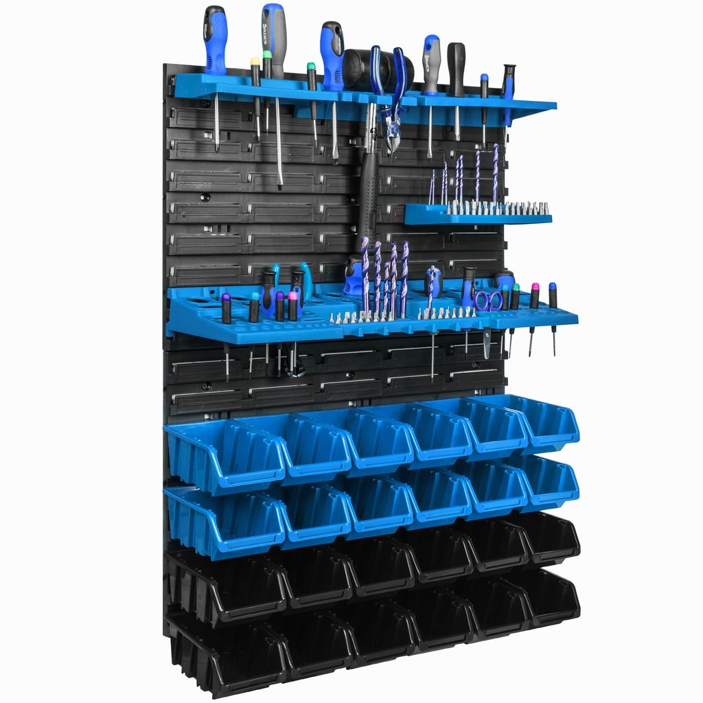Blau Werkzeugwand 58 x 78 cm mit 20 stck Boxen Blau und Schwarz