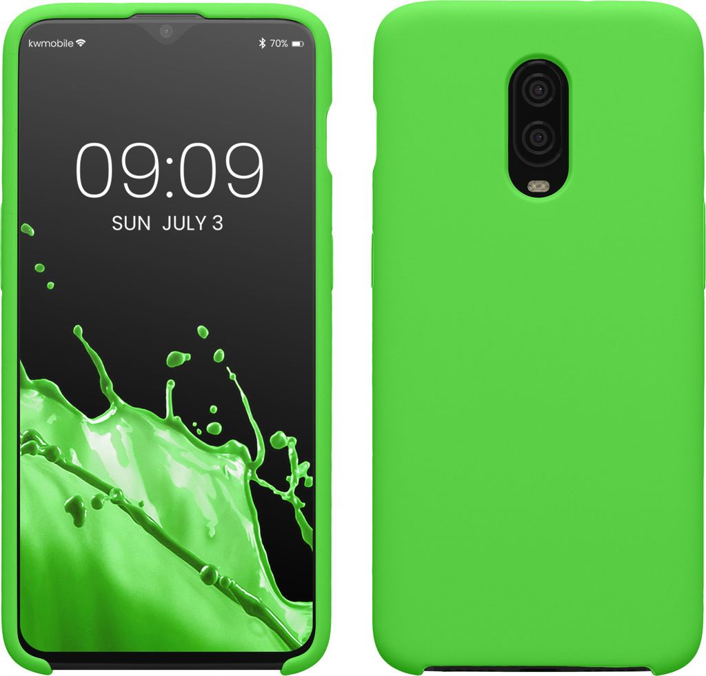 kwmobile Hülle kompatibel mit OnePlus 6T Hülle - Silikon Handy Case - Handyhülle weiche Oberfläche - kabelloses Laden - Limettengrün