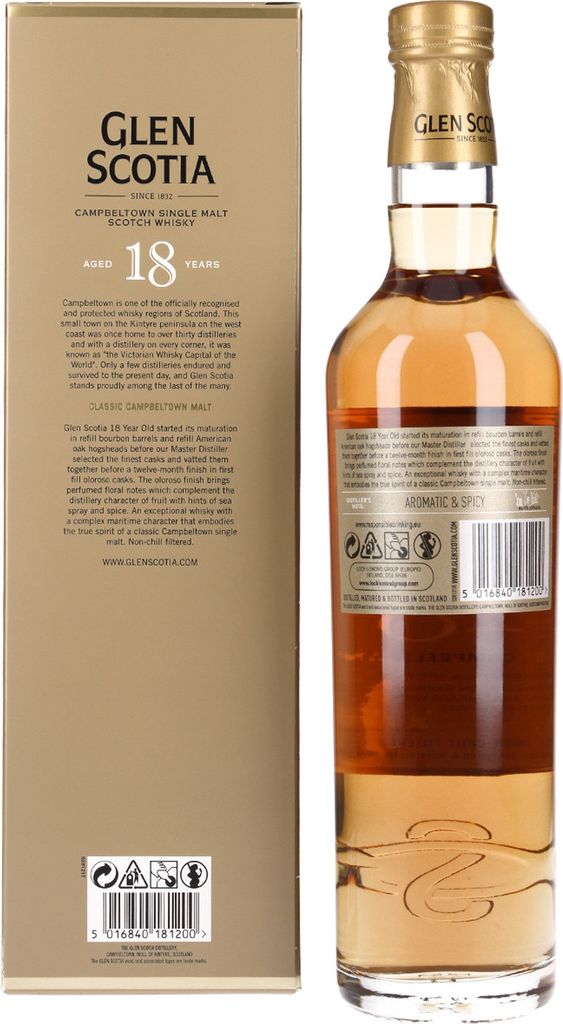 Glen Scotia 18 Years + Box 700ml 46% Vol.