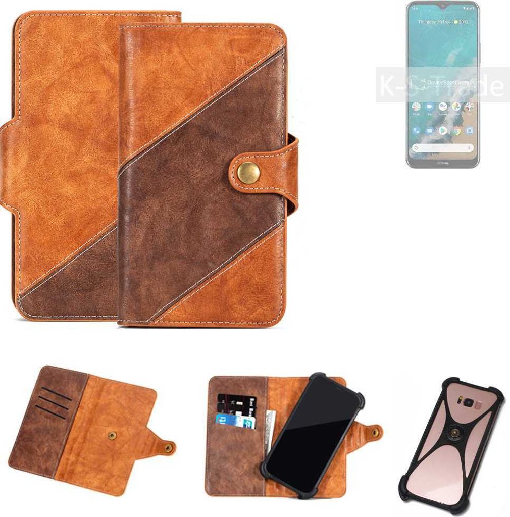 K-S-Trade Handyhülle Schutzhülle Bookstyle Case Wallet-Case kompatibel mit Nokia G50 Cover Klapphülle Kantenschutz Smartphone dunkelbraun braun 1x
