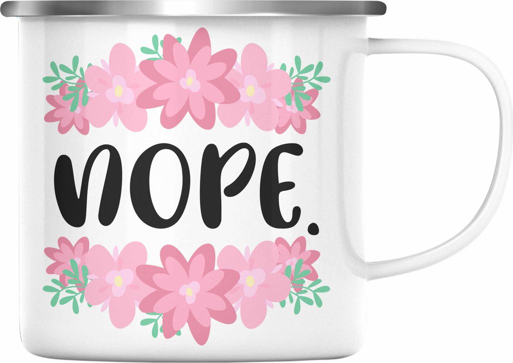 Trendation - Lustige Emaille Tasse Rosa - Nope - Spruch Produktbild 