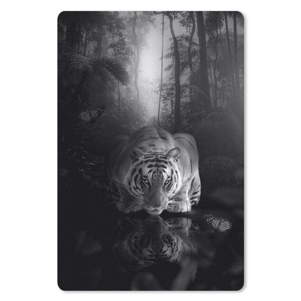 MuchoWow Mauspad Mousepad Tiger am Wasser im Dschungel - schwarz und weiß 40x60 cm - Mousepads - Maus Mat - Pad - Mausunterlage - Schreibtisch A...