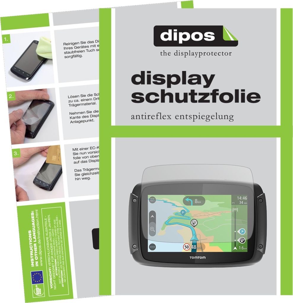 3x Schutzfolie für TomTom Rider 450 matt Displayschutzfolie Folie Display Schutz dipos