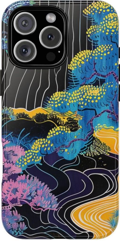 Bunte abstrakte Bäume und Fluss – Hülle Kompatibel mit iPhone 16 Pro Max