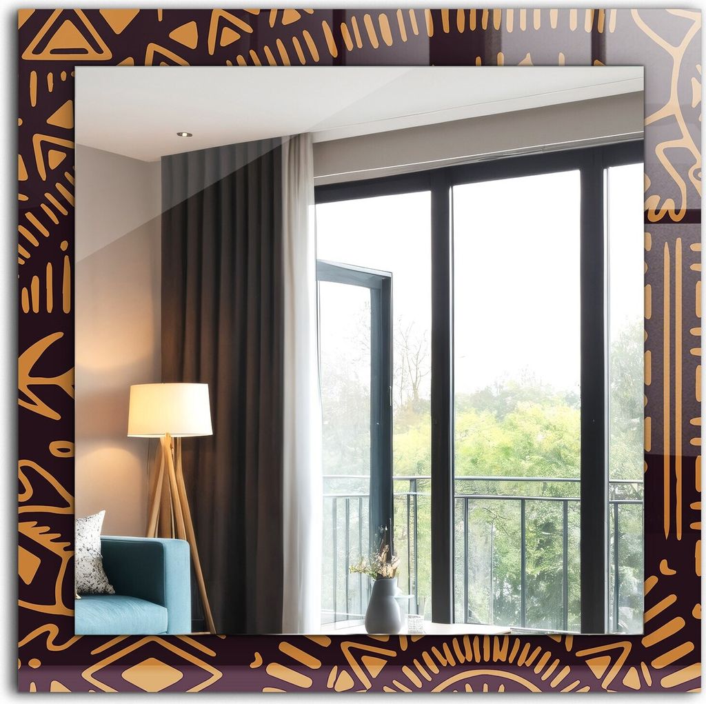 Dekorativer Wandspiegel - Bedruckter Spiegel - Motiv - 60x60 cm - Ethnisches Muster