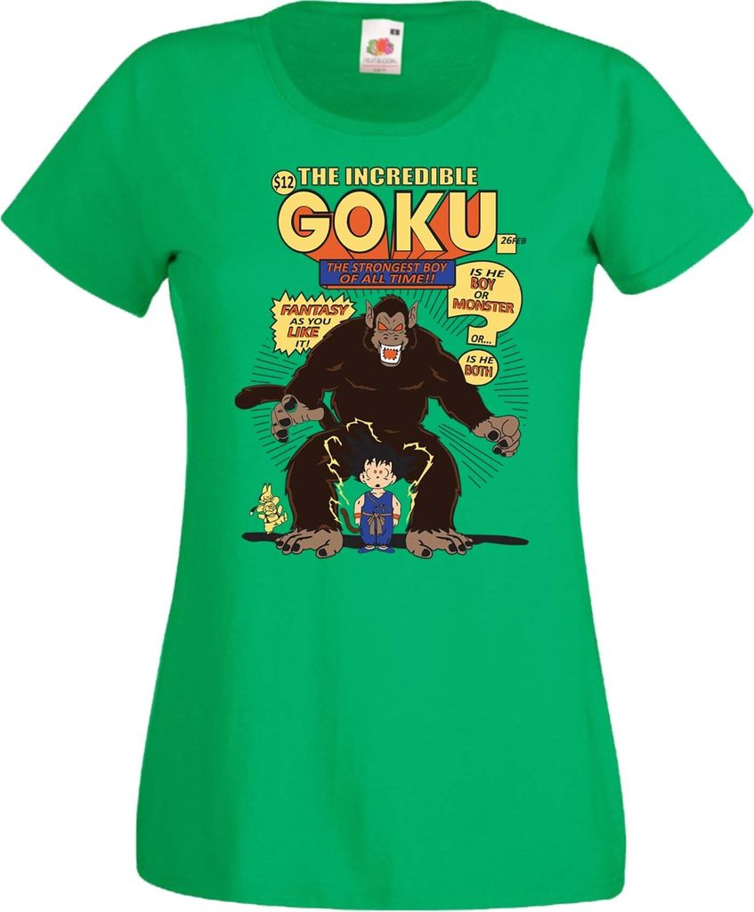Damen T-Shirt Anime Manga Dragon Anime Manga Ball Z 16 Giant Ape, Lady L / Grün