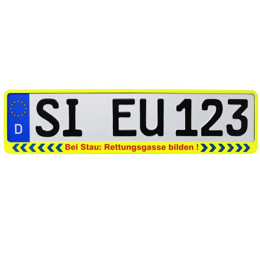 1 x Kennzeichenhalter - Rettungsgasse bilden - neon gelb Produktbild 