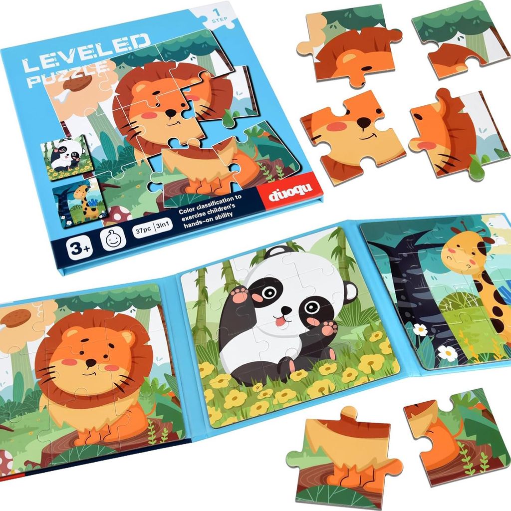 OKWISH Lernspielzeuge, Magnetisches Puzzlebuch Level 1, Waldtiere Szenen, Puzzle-Spielzeug, Kreativ & Lernspaß für Kinder, Fördert Feinmotorik &...