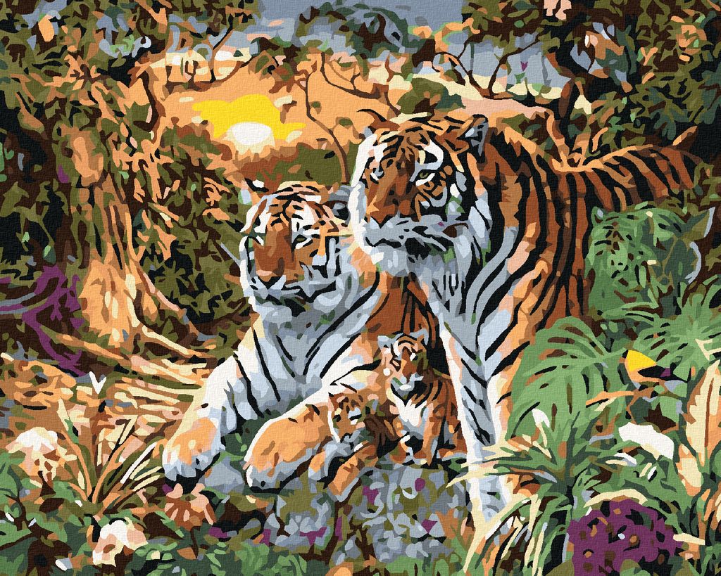 Zuty - Malen nach Zahlen - TIGER MIT JUNGEN, 40x50 cm, mit Keilrahmen (bereits gespannt)