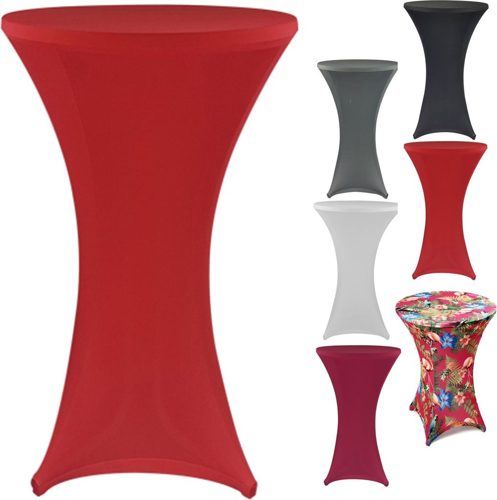 hheimtexland Stehtischhusse Event Deko Stretch Husse Stehtisch Bistrotisch Party Dekoration Hochzeit Tischdeko Typ843 Rot 80 cm