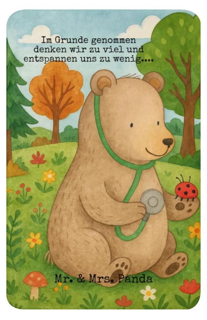 Mr. & Mrs. Panda Kuscheldecke Bär Arzt Design 100 x 150 cm - Weiß - Geschenk, Doktorin, Professor, Winterdecke, Wohndecke, Wärmedecke, Decke, Do...
