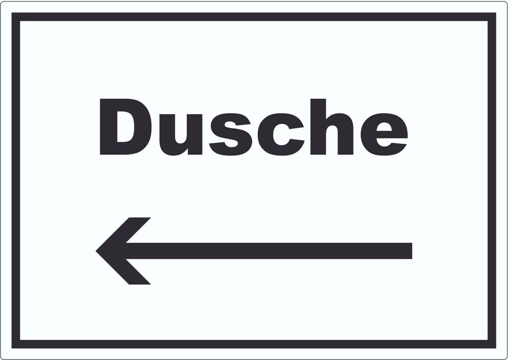 Dusche Aufkleber mit Text und Richtungspfeil links waschen Hygiene waagerecht A1 (594x841mm)