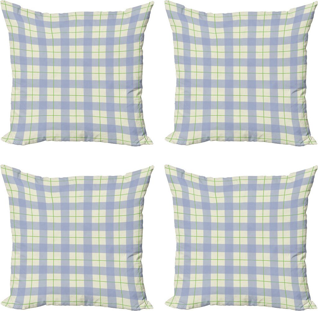 ABAKUHAUS Kariert Kissenbezug Set (4 Stück), Klassische Celtic Tile, Moderner Doppelseitiger Digitaldruck, 50 cm x 50 cm, Lime Green Baby Blue