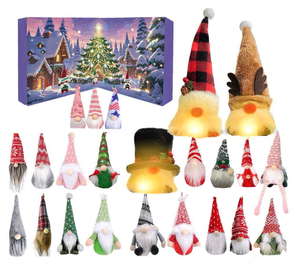 Wichtel-Adventskalender 2025: 24-tägiger Weihnachtskalender mit 24 Sammelfiguren und leuchtenden Wichtel-Ornamenten für die Heimdekoration.