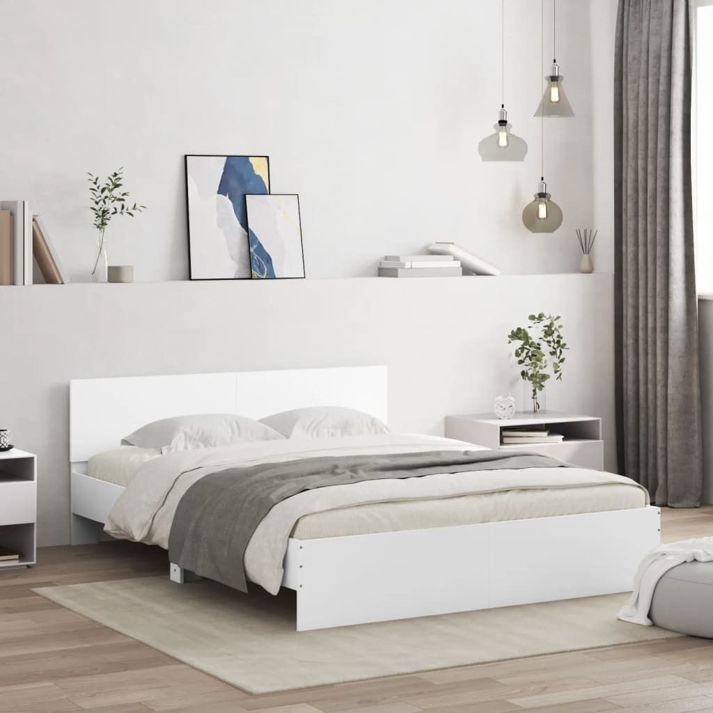 (Robust Möbel) Bettgestell mit Kopfteil und LED-Beleuchtung Weiß 160x200cm - CL455443 - Klassische BettenJugendbett Tagesbett