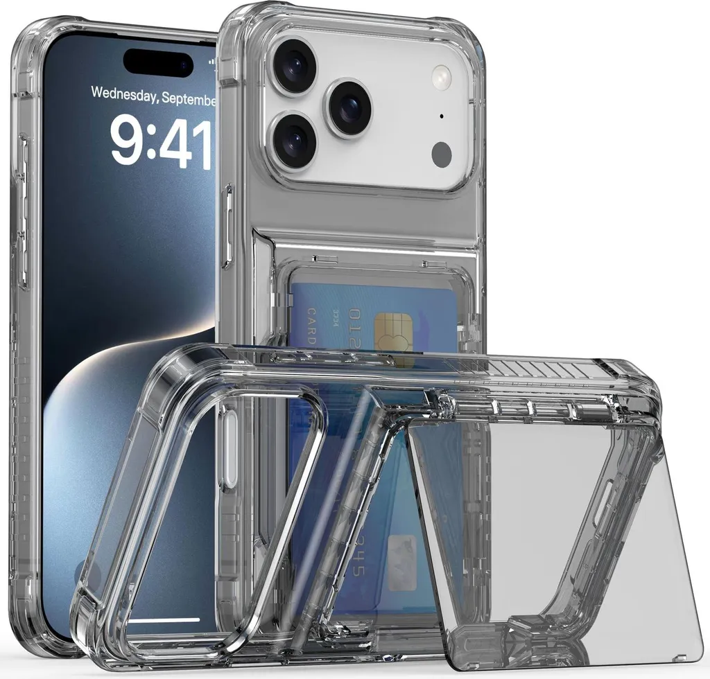 Cadorabo Custodia Business iPhone 17 Pro: TPU Nero e Vano Carte ID