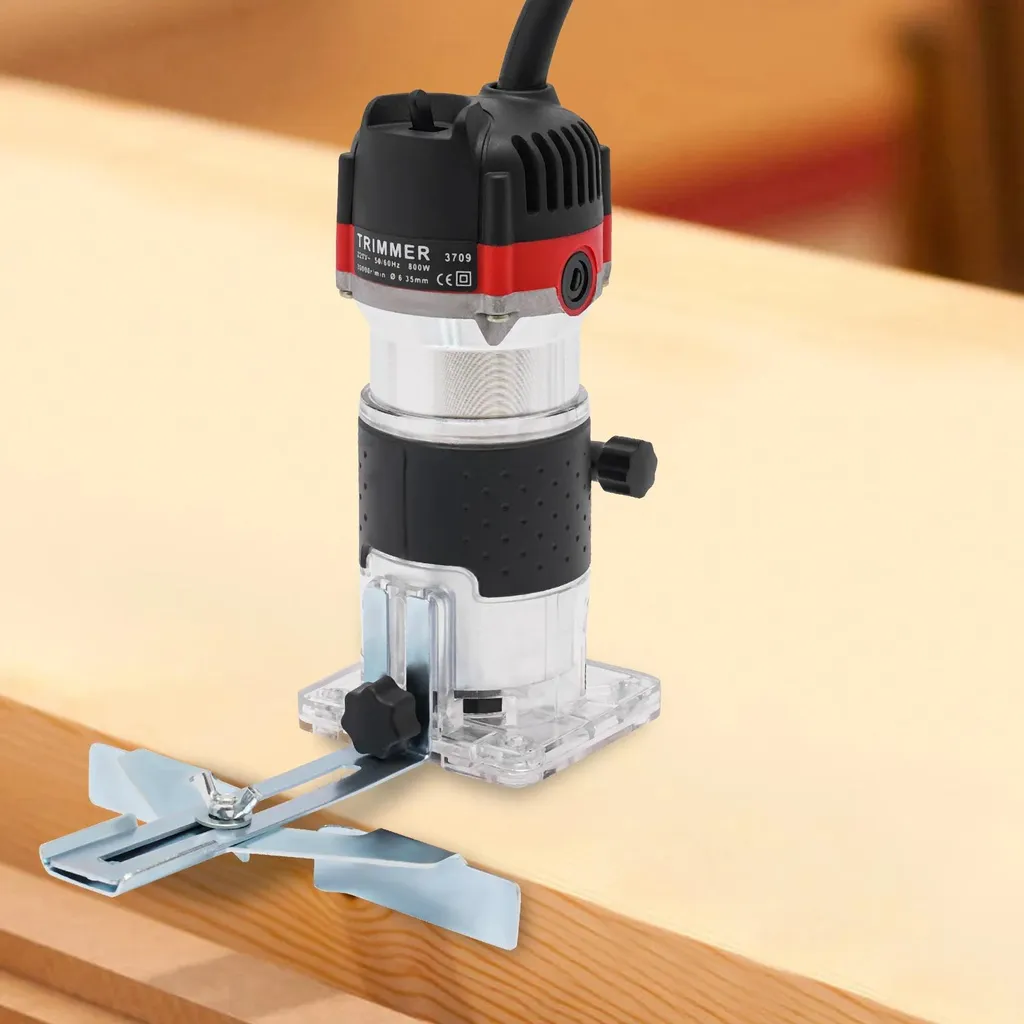 Défonceuse pour rainurage et chantournage bois 800W compacte rouge - 3
