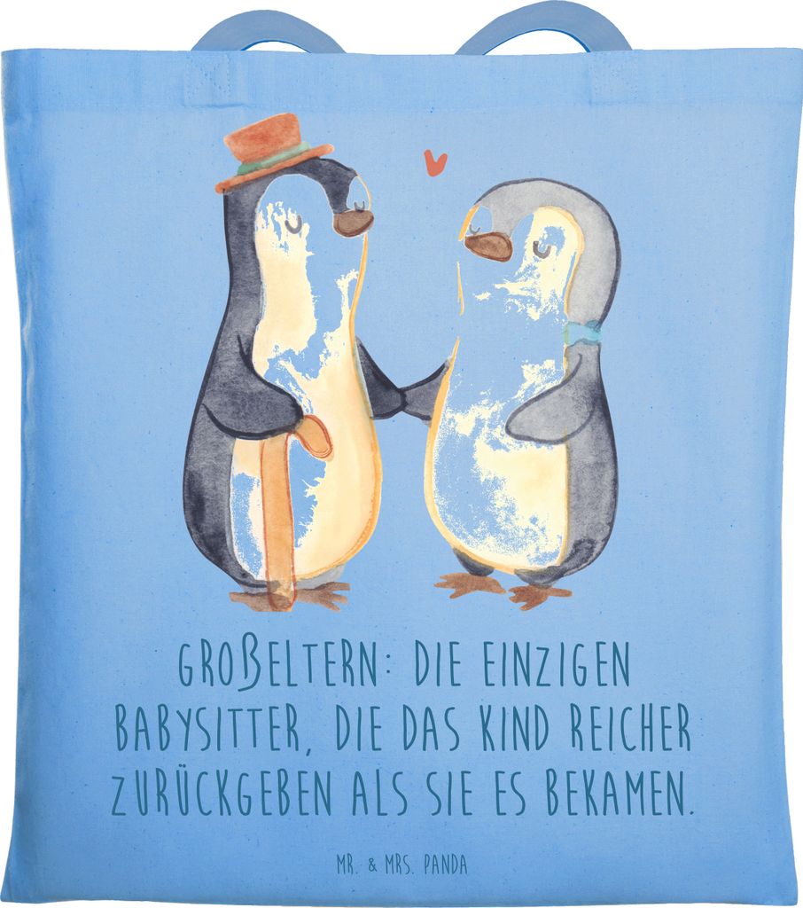 Mr. & Mrs. Panda Schultasche Großeltern Babysitter - Sky Blue - Geschenk, Großmutter, Generationen, Tasche, handgemacht, Shopping, Weihnachten, L...