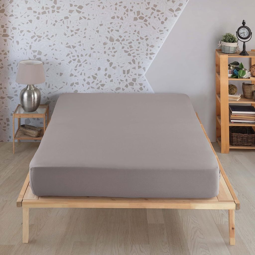 Vency Premium Jersey Spannbettlaken 160x200cm Grau - Spannbetttuch 100% Baumwolle, Bettlaken 160x200 Bis 35 cm Matratzenhöhe, Grau, 160x200 cm
