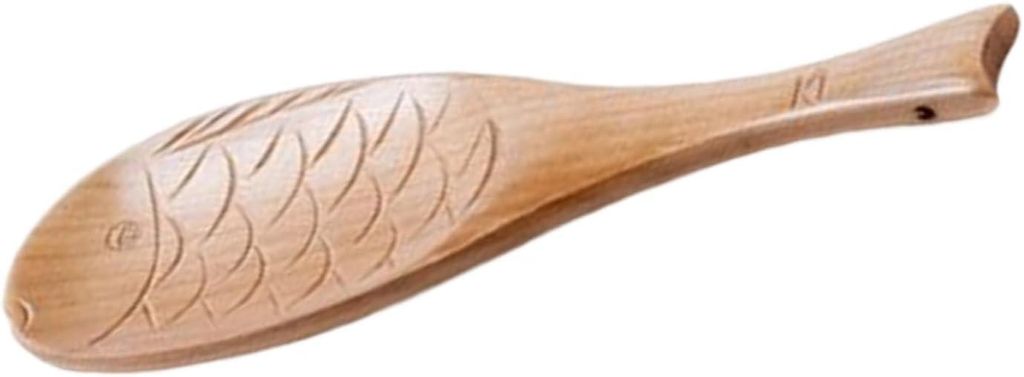 Servierlöffel aus Holz in Fischform mit langem Griff, ungiftig und robust, für Reis/Suppe