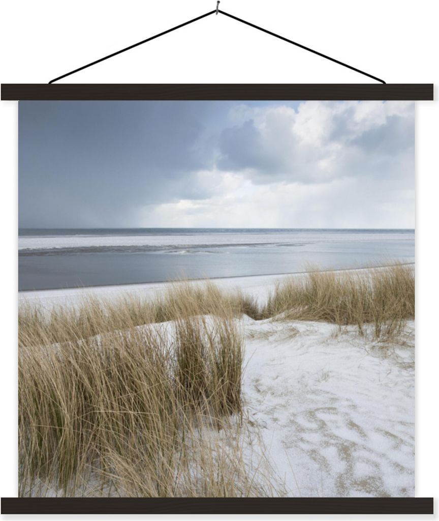 MuchoWow Textilposter Nordsee - Dünen - Wasser 120x120 cm mit schwarzem Rahmen - Aufhängungsset