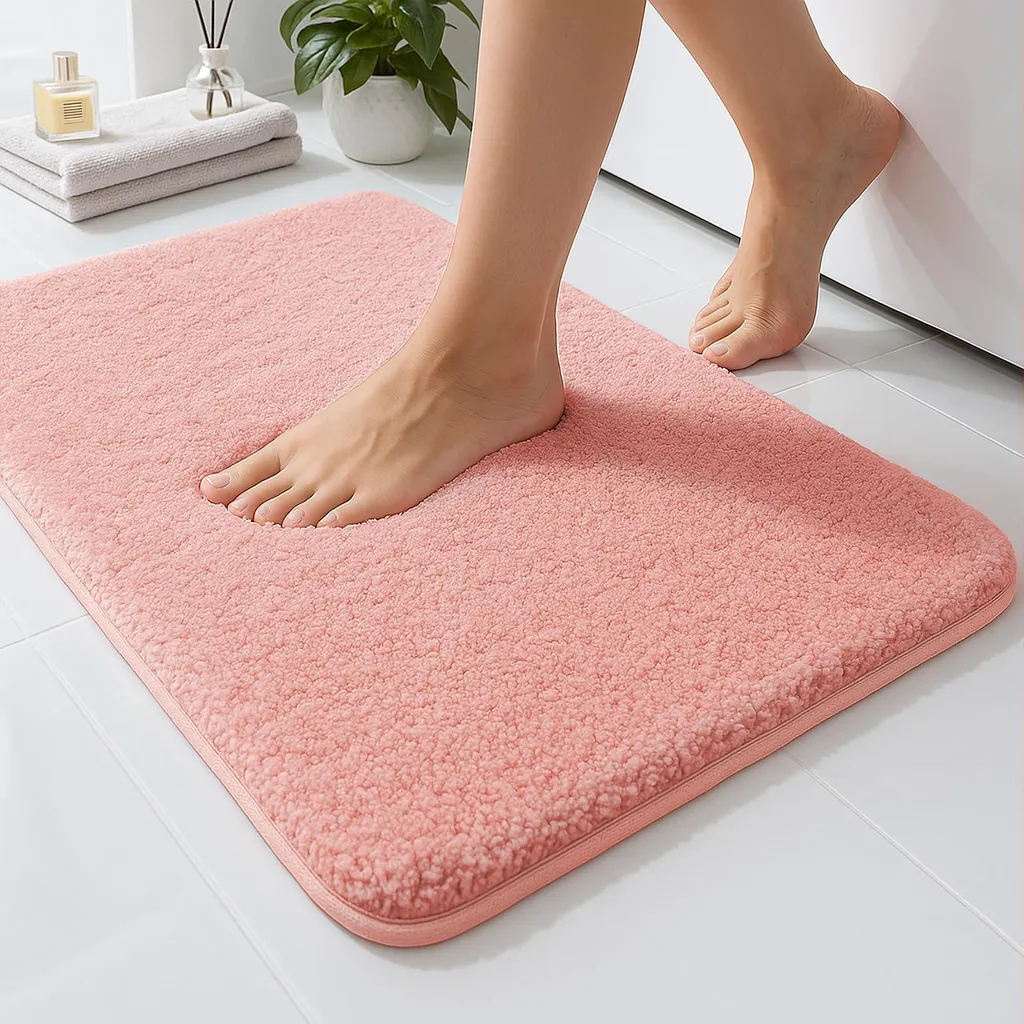 Tapis de bain rose pour douche et baignoire 40x60 cm lavable en machine