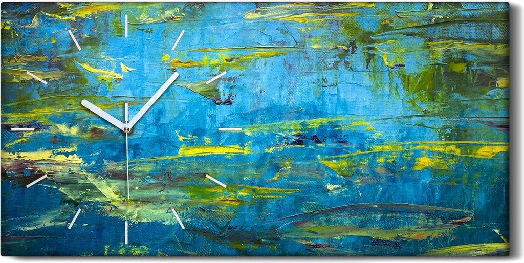 Wanduhr Uhr Wandbild Leinwand Quarz Kunstdruck 60x30 Abstrakt Teich Malerei - weiße Hände