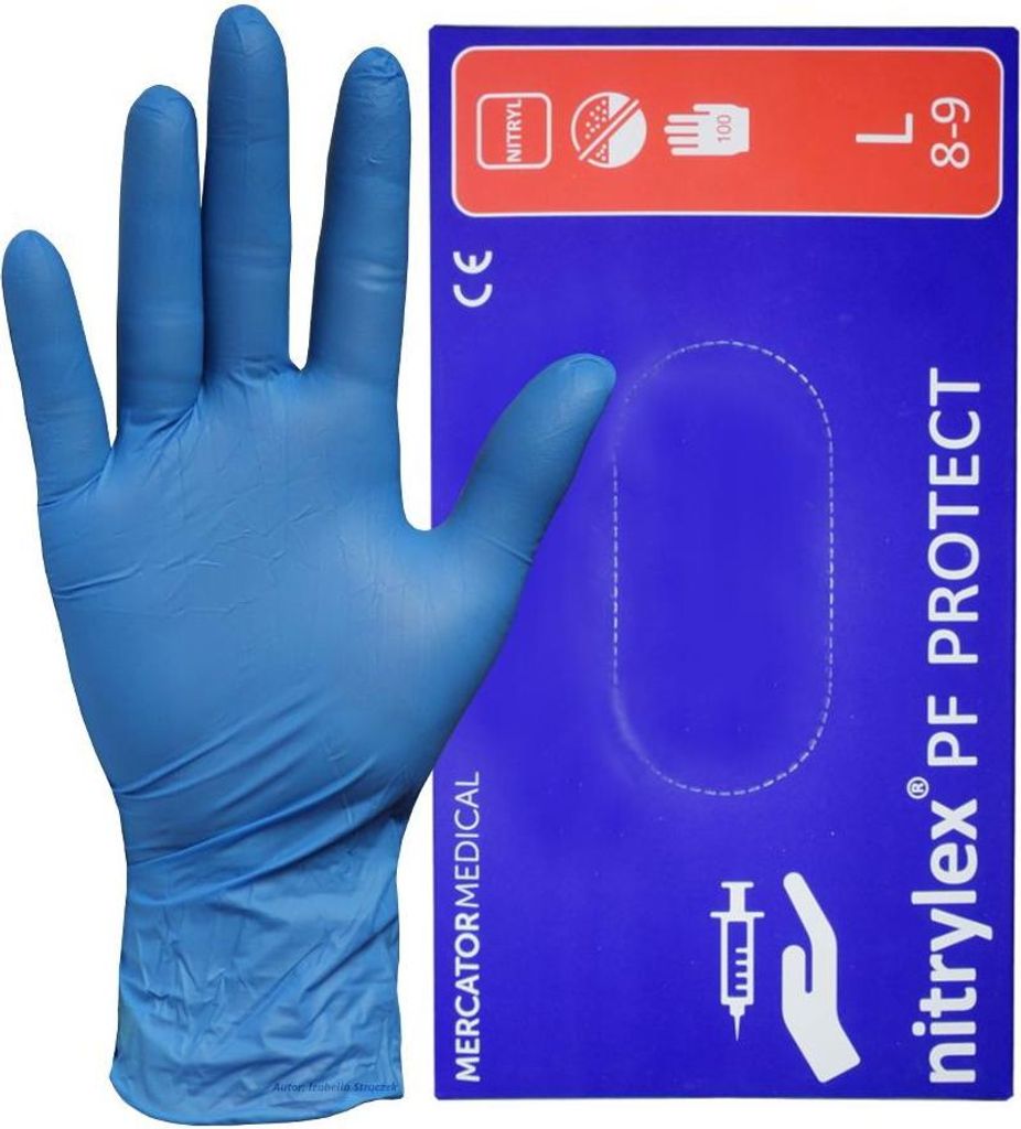 Rękawice jednorazowe MERCATOR Nitrylex Classic Blue, Zdjęcie produktu 