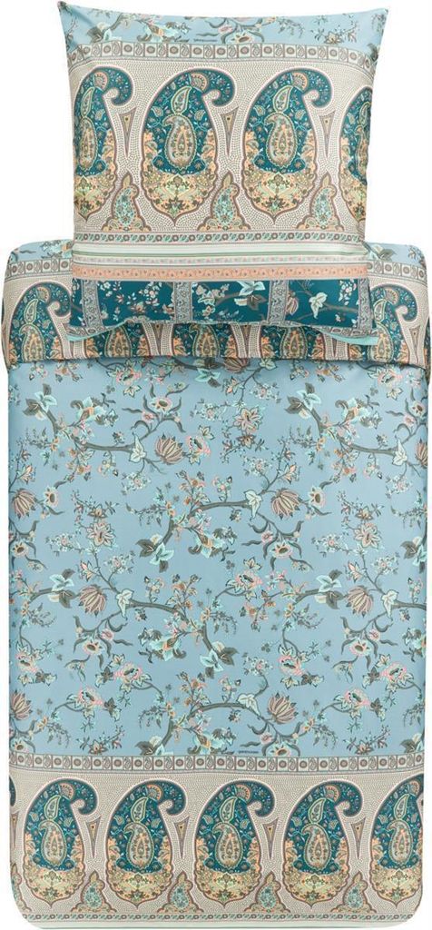 Bassetti Mako-Satin Bettwäsche-Garnitur Genova Farbe Grün-V1 Größe 155x220 + 1x 80x80 100% Baumwolle