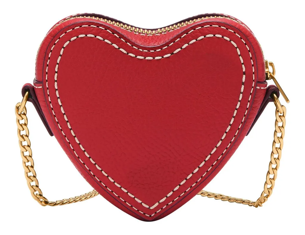Sac micro bag en cuir rouge Fossil Vday Heart avec bandoulière fine