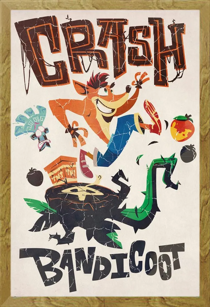 OFFERTA Crash Bandicoot Poster + Cornice Shinsuke Rovere Maxi 61x91.5