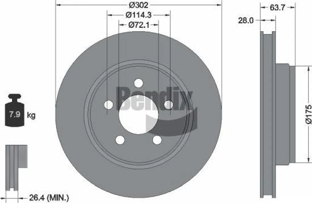 Stop vibrations : Disque de frein Bendix BDS1844 Jeep Cherokee OE