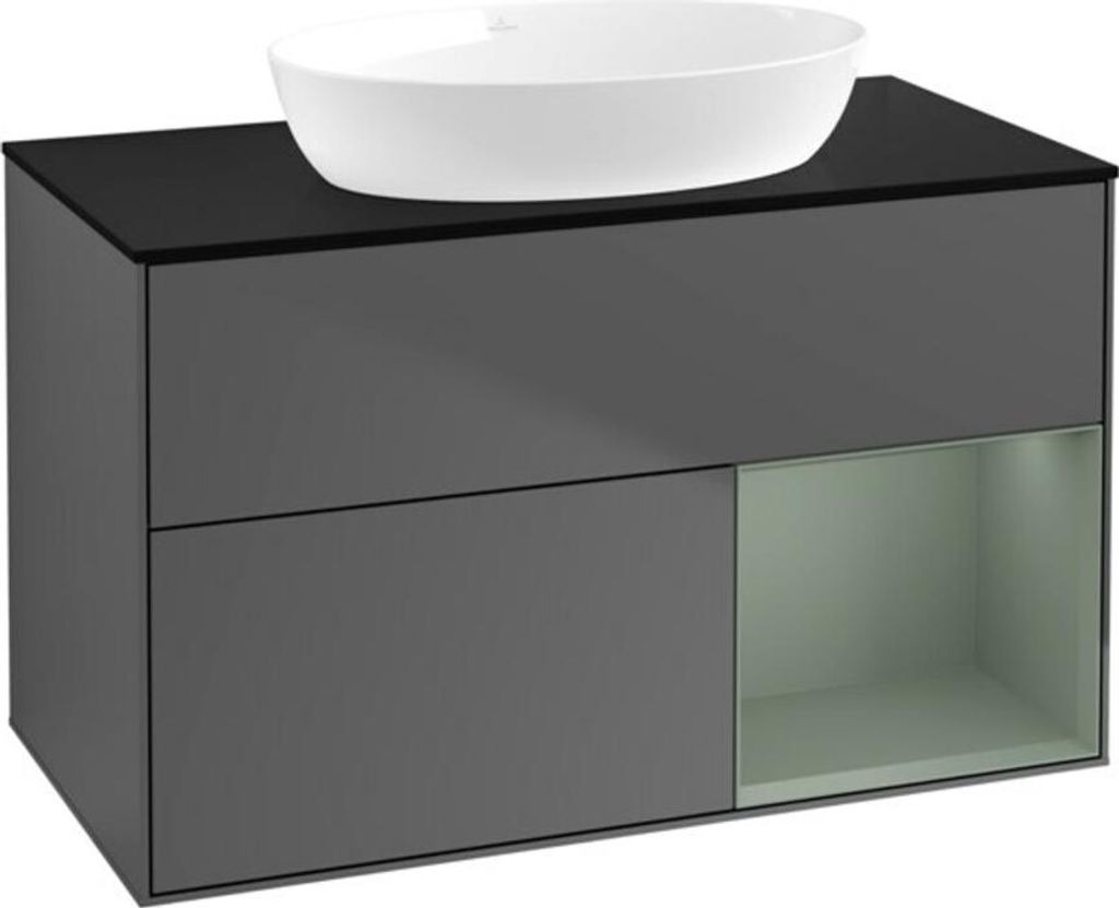 V&B Waschtischunterschrank Finion 100, Pl b m, Reg Oli. m Lac, Anthrac. m