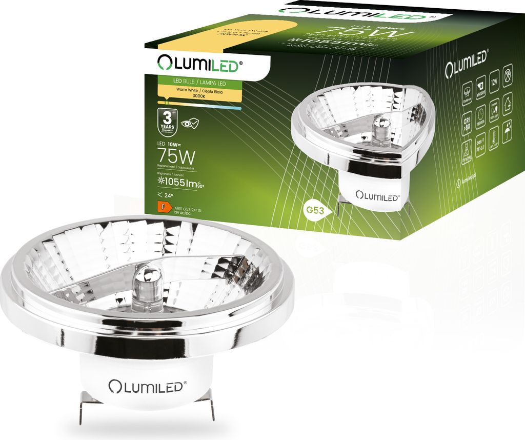 LUMILED LED-Leuchtmittel AR111 G53 Fassung 12V 10W Produktbild 