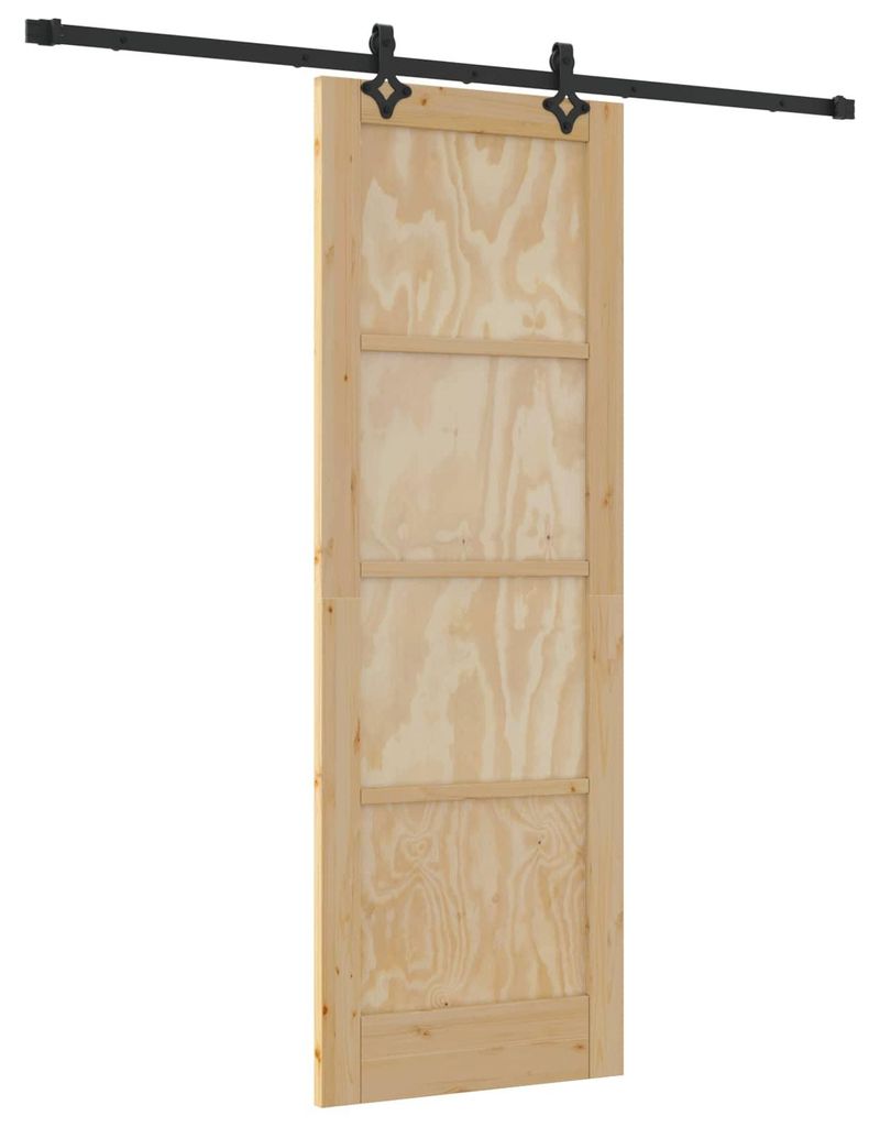vidaXL Schiebetür Natürlich und Schwarz 73,5 x 211 cm