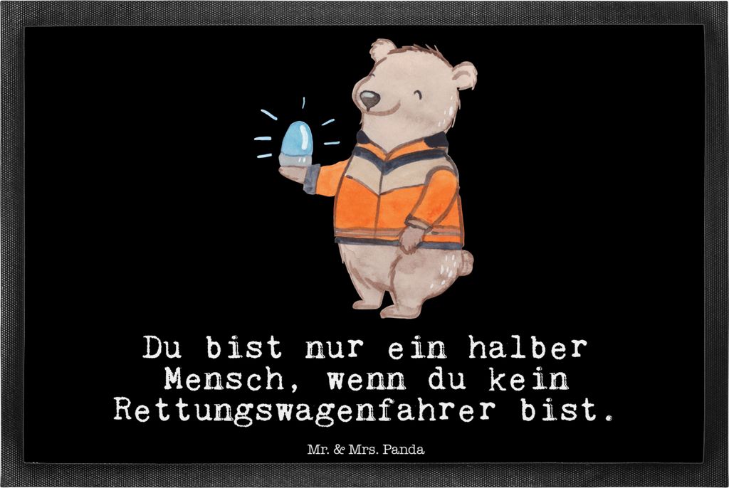 Mr. & Mrs. Panda Schmutzmatte Rettungswagenfahrer Herz 40 x 60 cm - Schwarz - Geschenk, Bodenvorleger, Sauberlaufmatte, fußmatte, Fussmatte, Schmu...