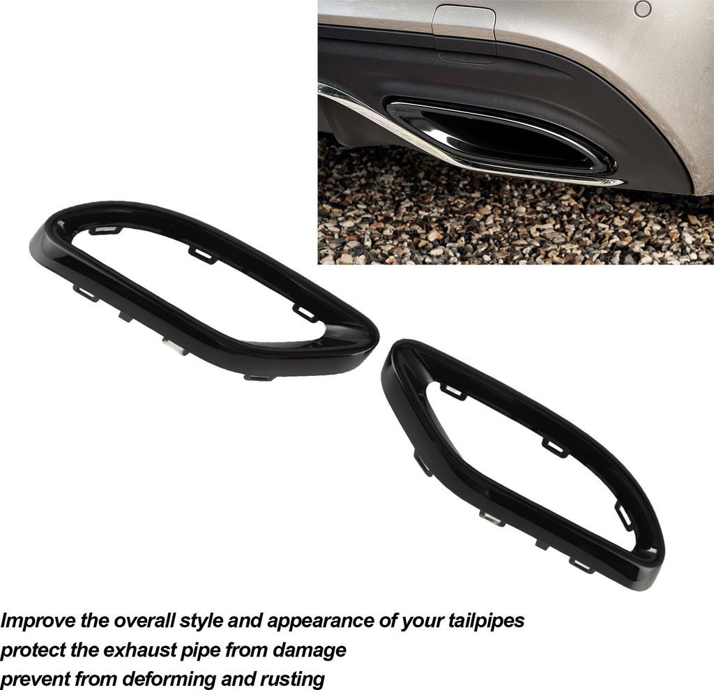 Gloss Black Exhaust Tip Cover Trims Replacement for A B C E GLC CLS‐Class W177 W247 W205 W213 X253 C257