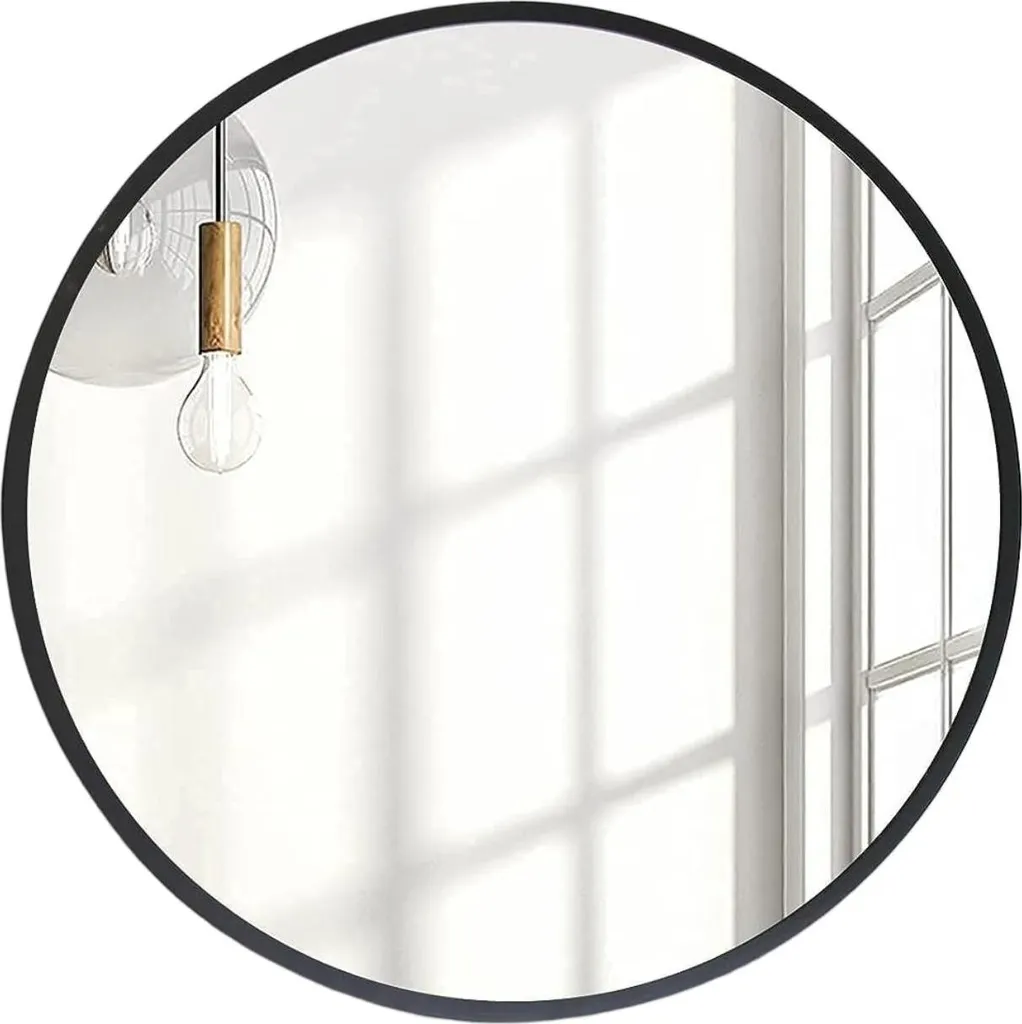 Specchio Rotondo 50 cm Nero | Cornice Metallo Moderno | Design Parete