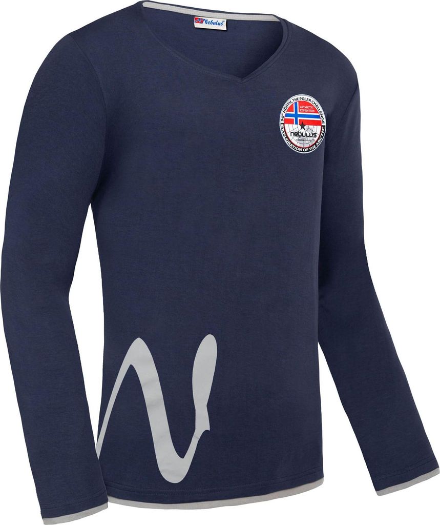 Nebulus Longsleeve VEIT Herren, lässige Shirt , V-Ausschnitt , P5371 - Herren, navy, XXL