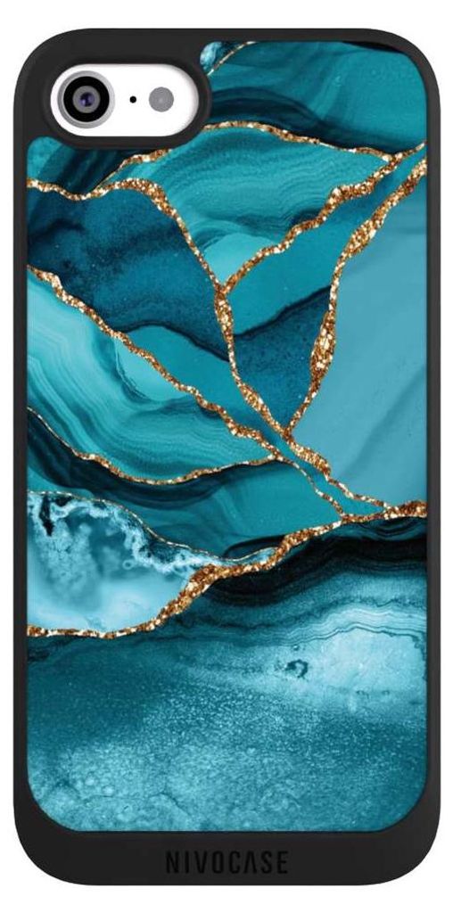 NIVOCASE Handyhülle für Apple iPhone SE (2022) Hülle NIVOpure Case Schwarz Edelstein Glitzer Look Marmor