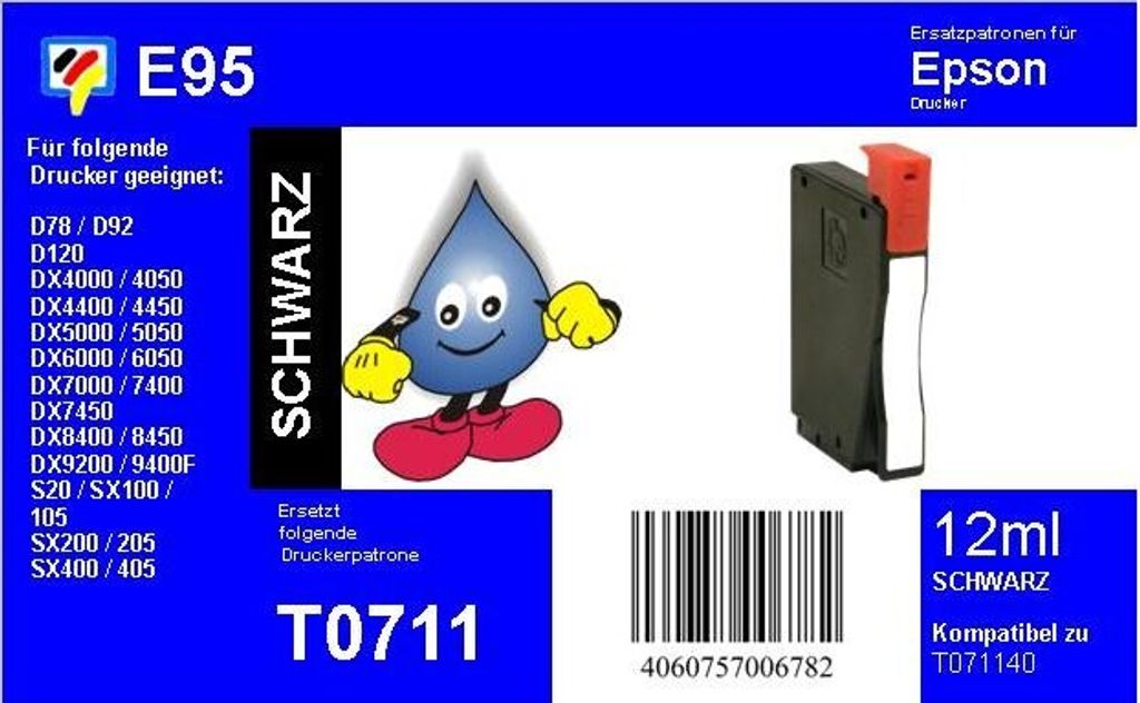 E95 - TiDis Ersatzpatrone - schwarz - mit 12ml Inhalt ersetzt T0711