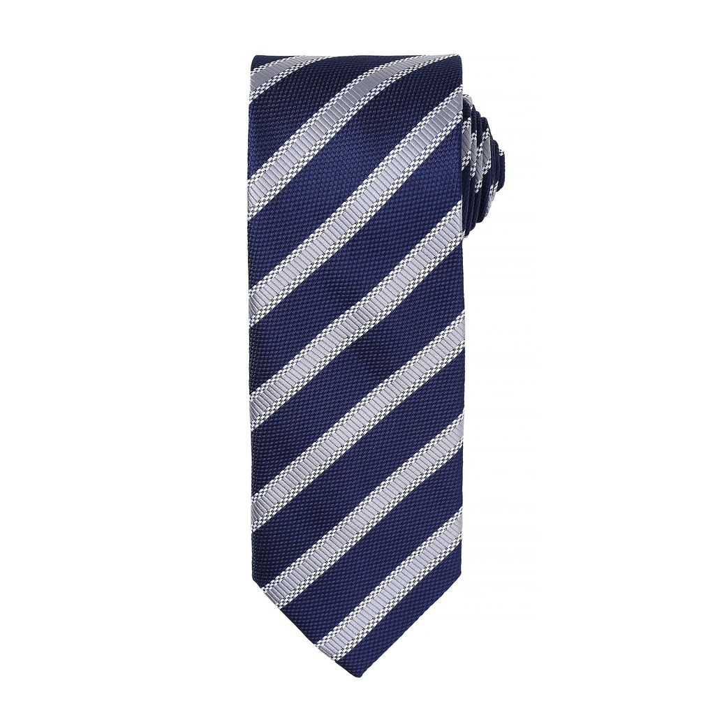 Premier Herren Krawatte mit Waffel-muster (2 Stück/Packung) RW6950 (Einheitsgröße) (Marineblau / Silber)
