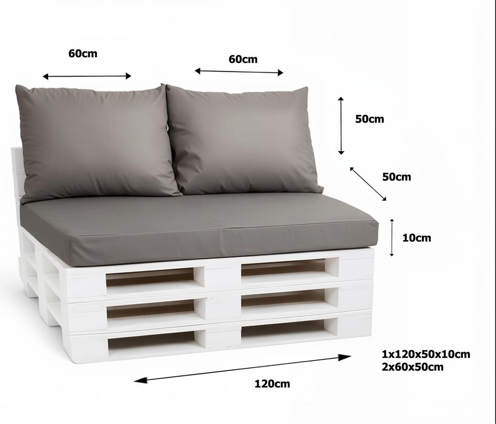 Sada vankúšov na palety 120 x 50 x 10 cm + 2 x 50 x 40 cm – Obrázok produktu 