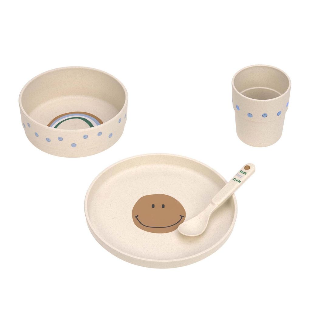 Lässig Dish Set PP/Cellulose Happy Rascals Smile sky blue